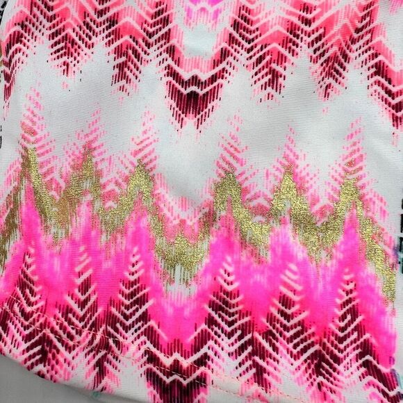 Arizona Jean Company Tankini Swimsuit Top Size Medium Bright Pink Black White - Picture 5 of 16
